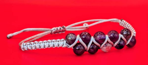 Bracelet améthyste 10 perles fil argenté
