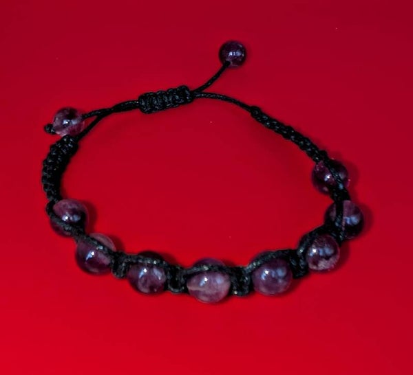 Bracelet améthyste fil noir
