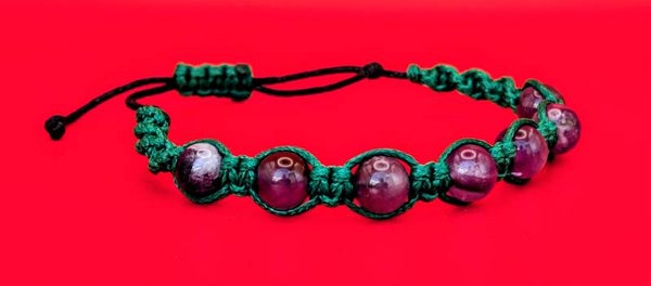 Bracelet améthyste fil vert