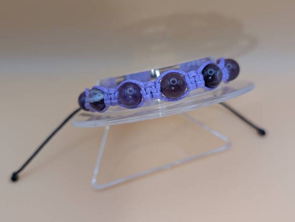 Bracelet améthyste rubannée fil mauve