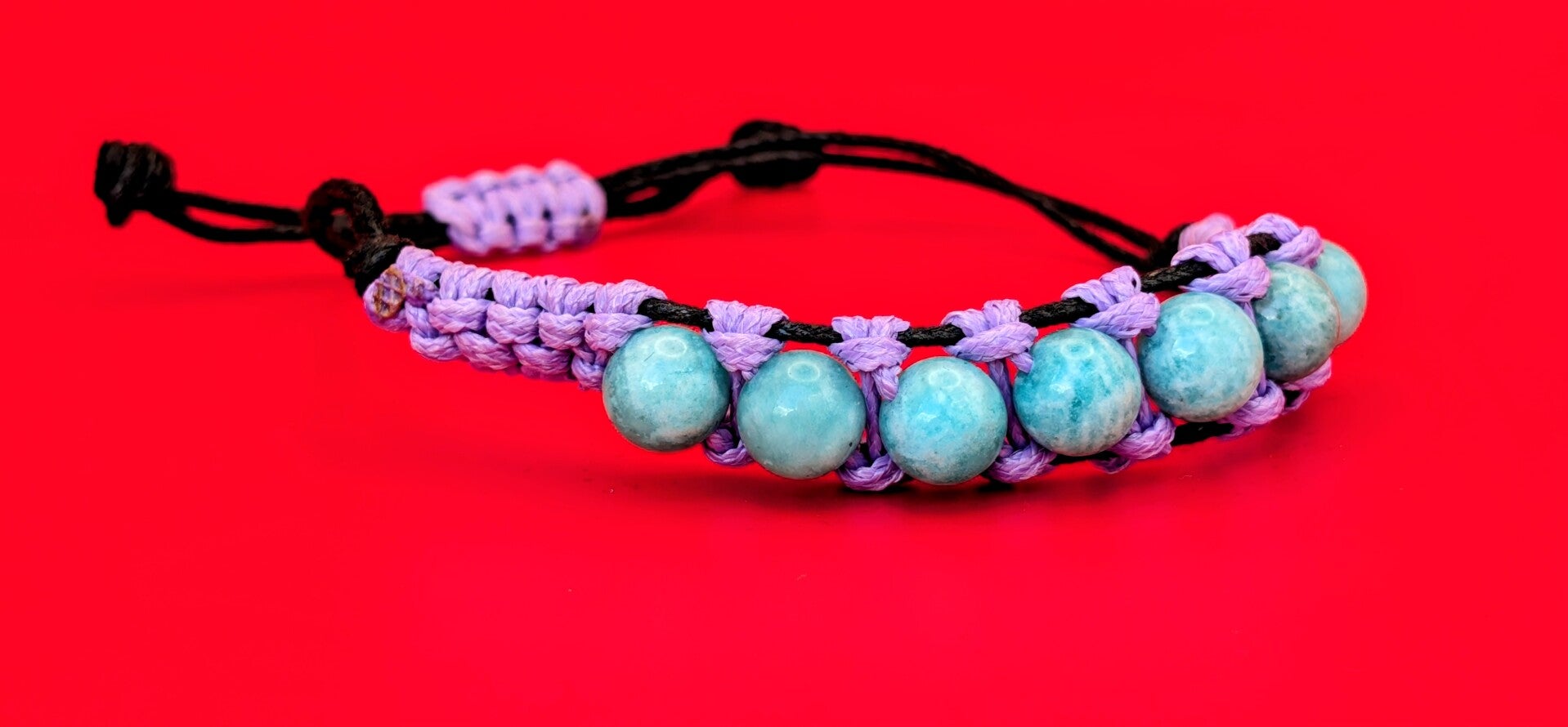 Bracelet amazonite, fil mauve