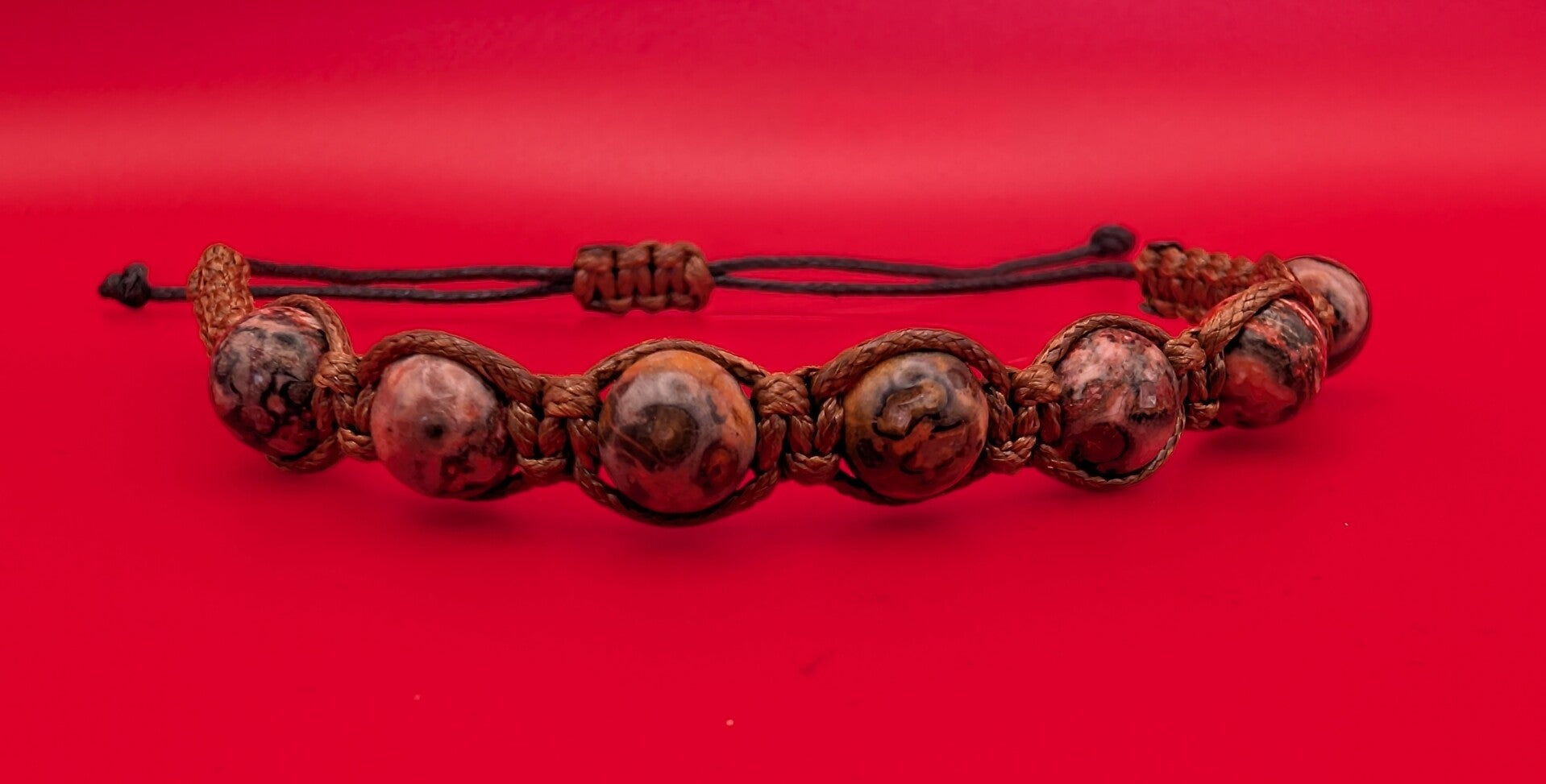 Bracelet jaspe léopard fil brun