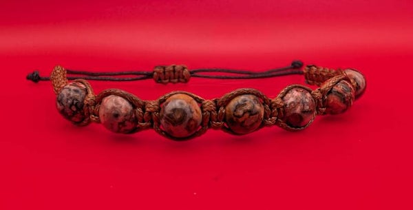 Bracelet jaspe léopard fil brun