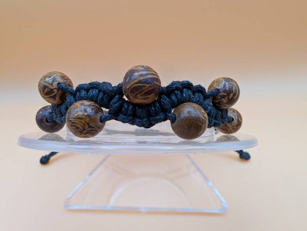 Bracelet jaspe peau de serpent fil noir
