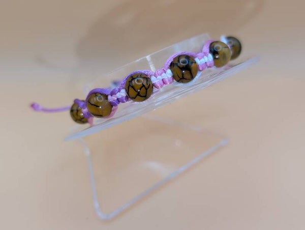 Bracelet jaspe veine de dragon jaune arc-en-ciel mauve blanc