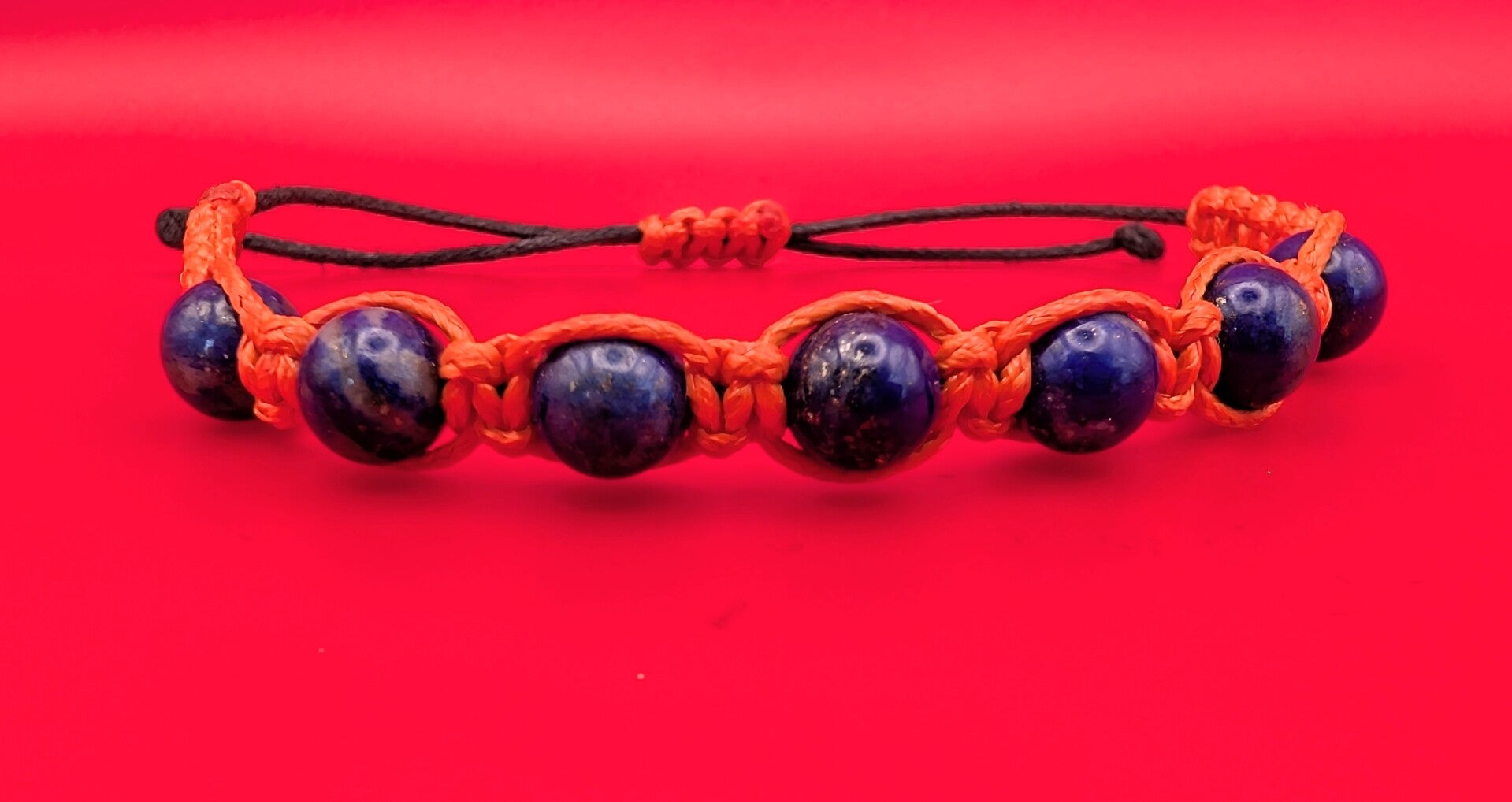 Bracelet lapis lazuli fil orange