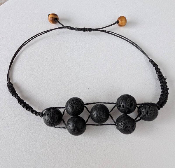 Bracelet pierre de lave fil noir