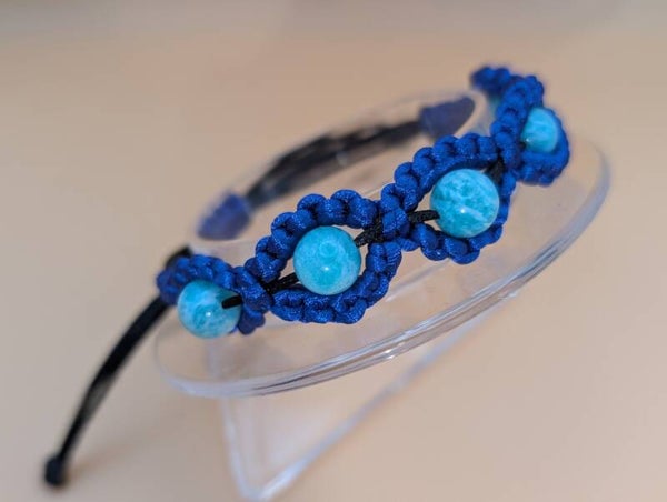 Bracelet ronds amazonite fil bleu