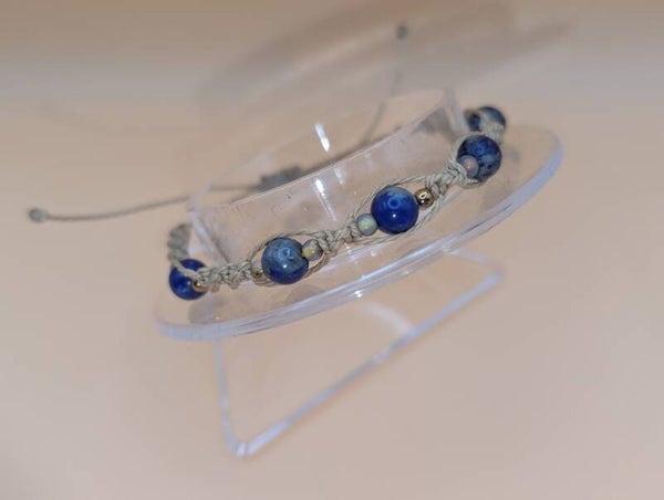Bracelet torsade beige lapis lazuli
