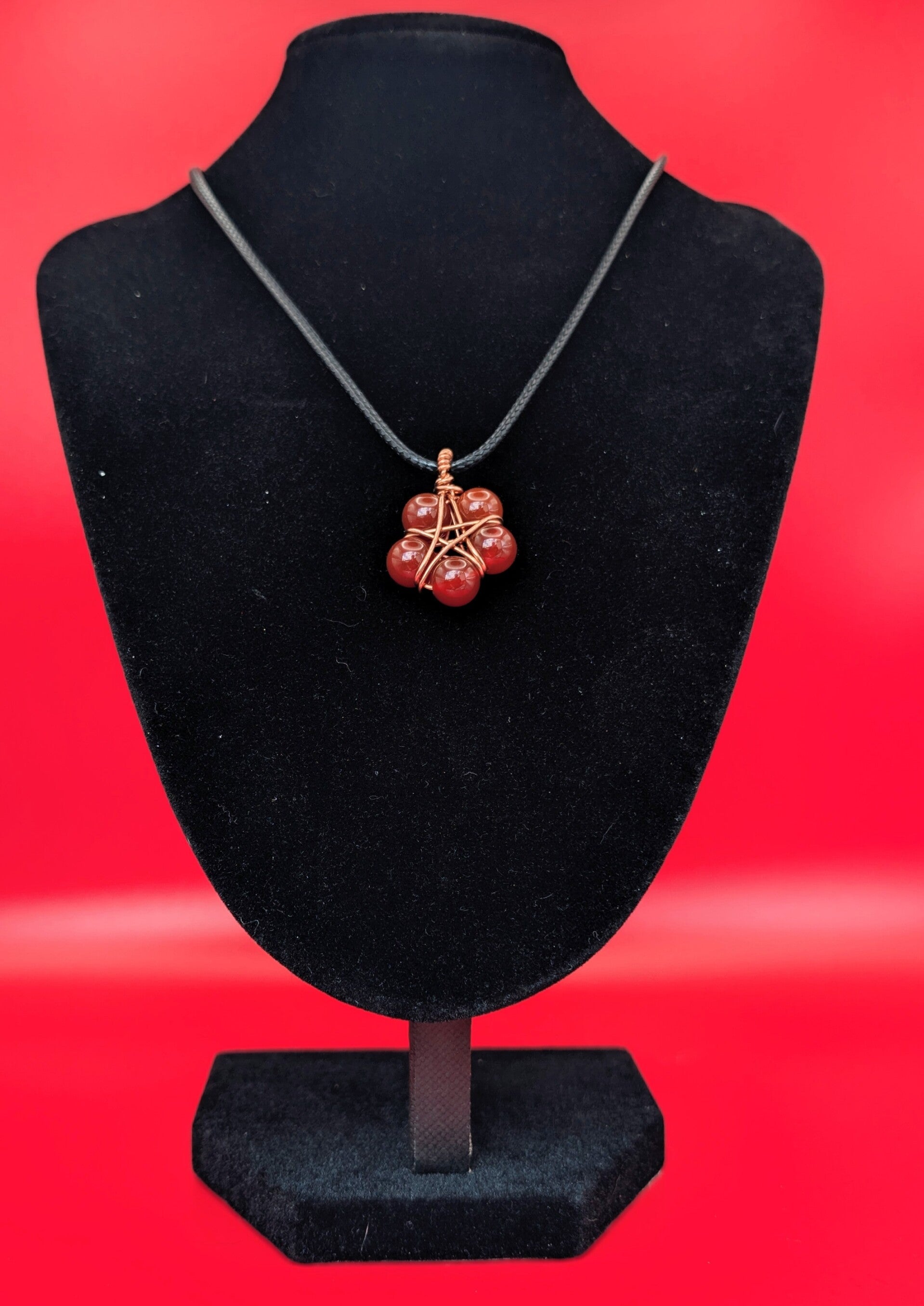 Pendentif cuivre, cornaline rouge