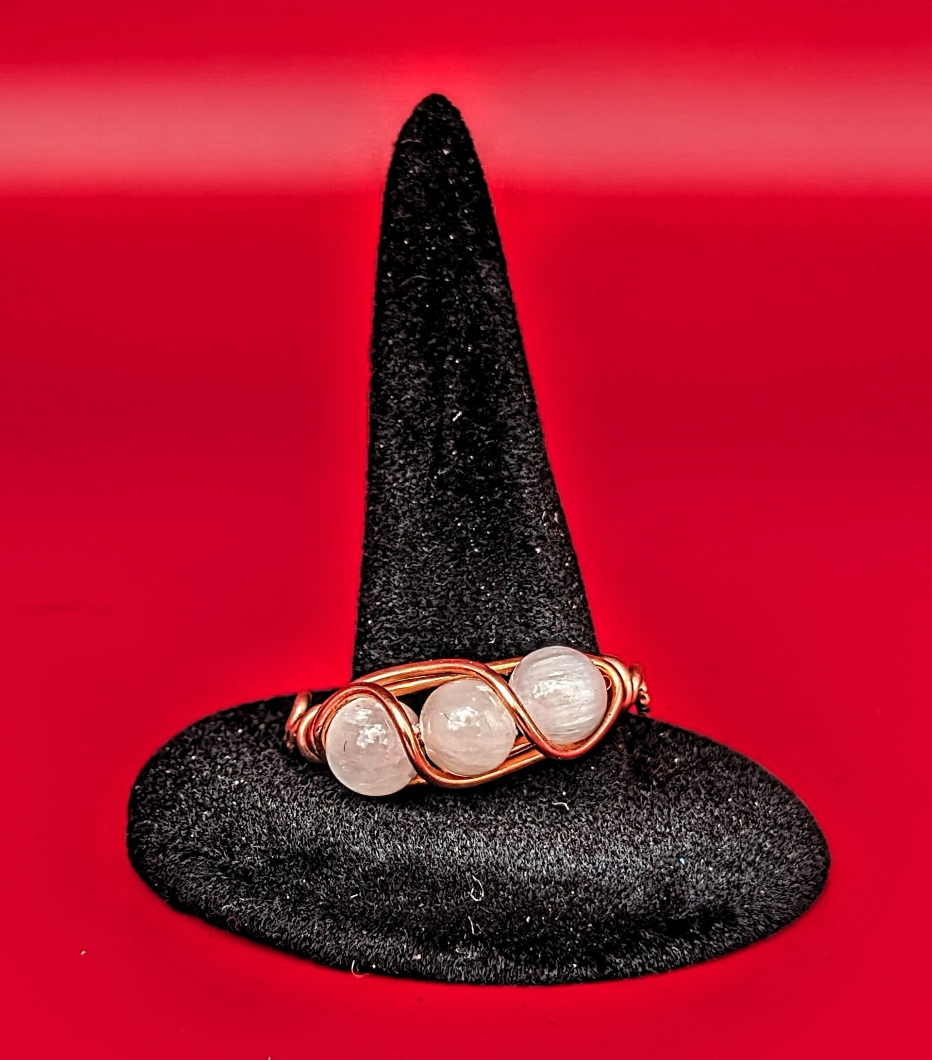 Bague sélénite et cuivre taille 62