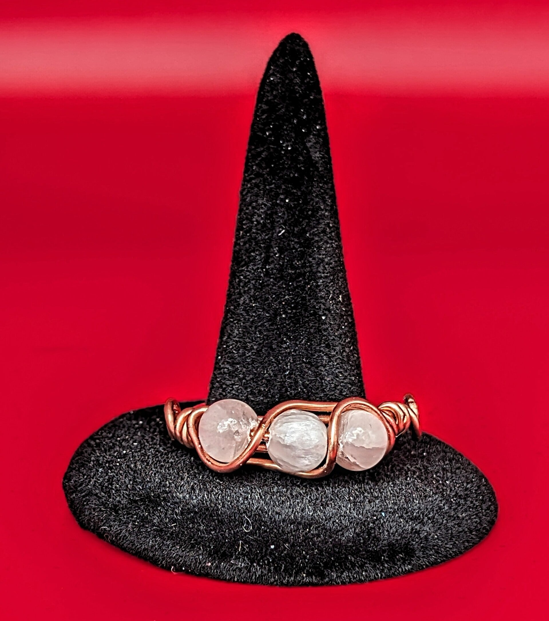 Bague sélénite et cuivre taille 64