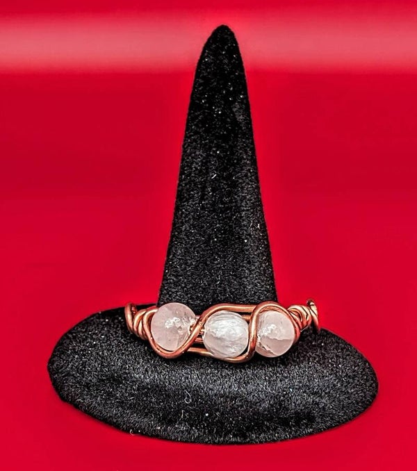 Bague sélénite et cuivre taille 64