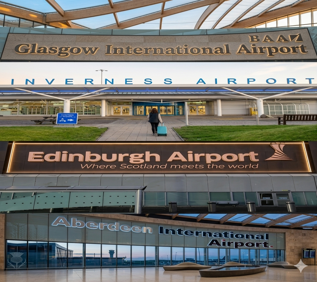 Affordable Airport Transfers by Bobby's Taxi. Reliable taxi trips to Glasgow, Edinburgh, and Inverness airports at fixed prices.