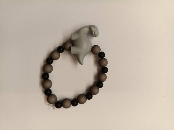 Armband dino grijs zwart