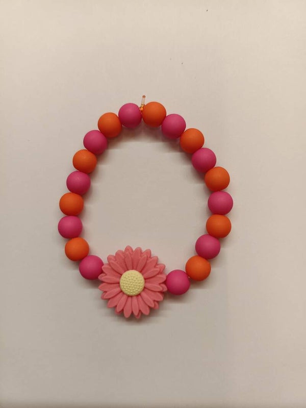 Armband bloem roze