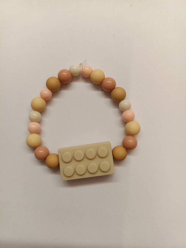 Armband legoblok beige