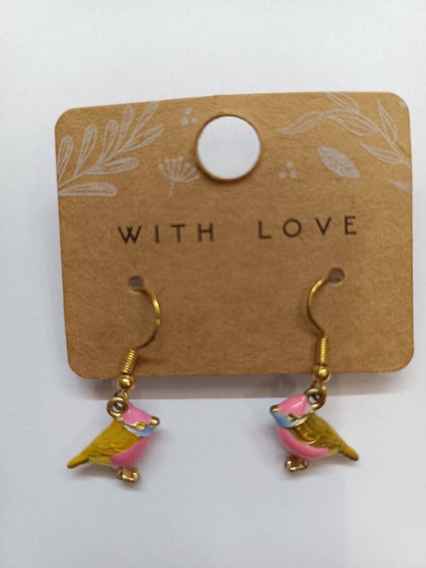 Oorbellen vogel borst roze