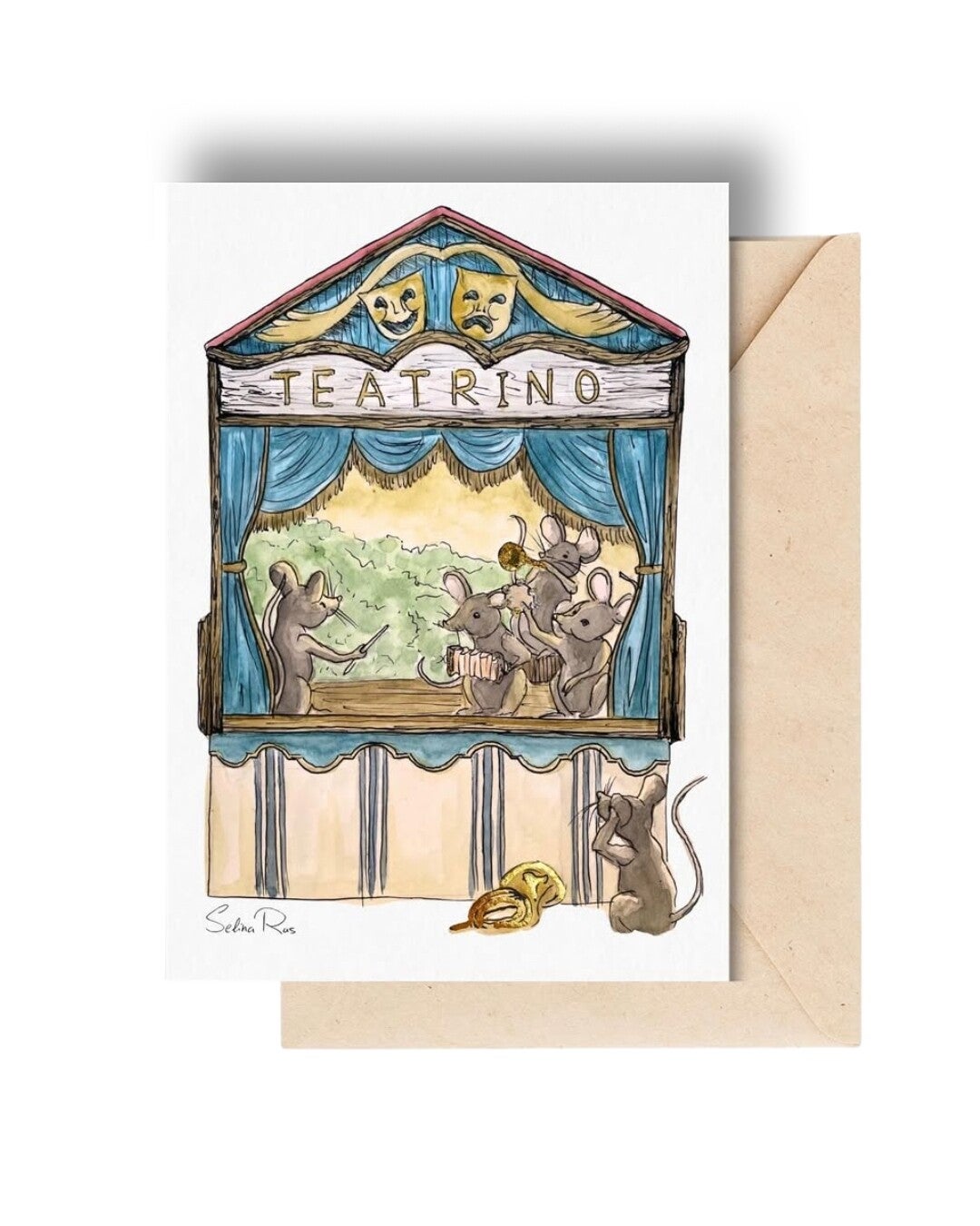 Ansichtkaart A6 Muisjes bij Pinokkio