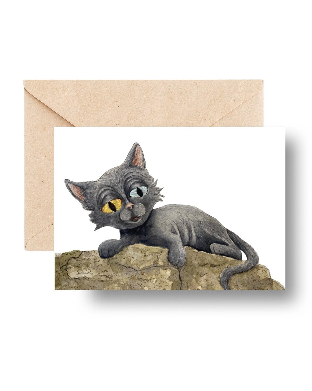 Ansichtkaart A6 Zwarte kat