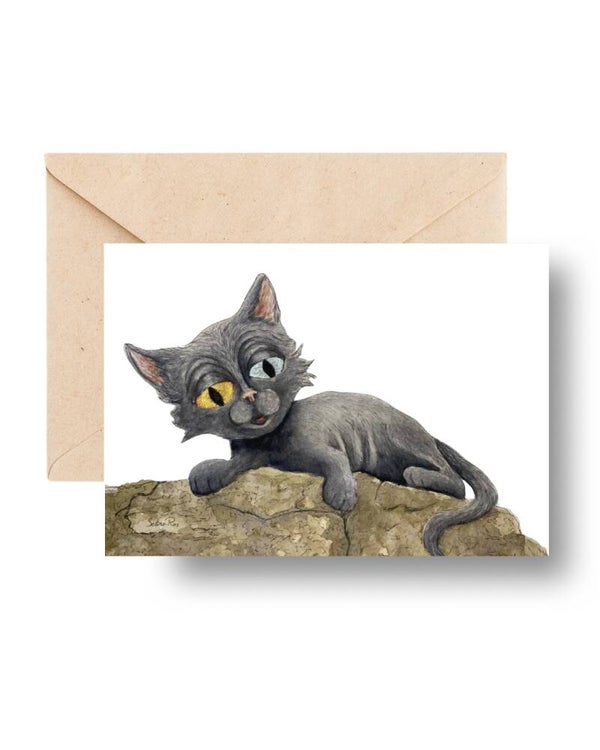 Ansichtkaart A6 Zwarte kat