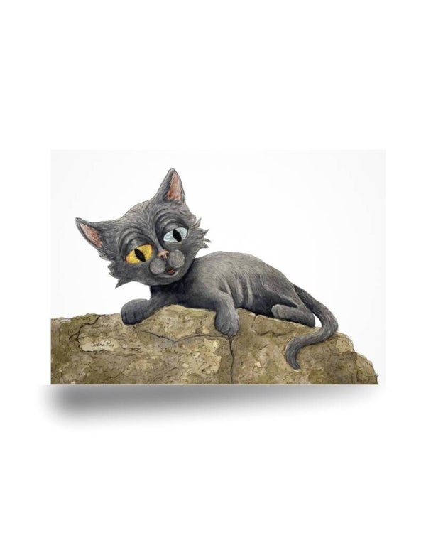 Ansichtkaart  A5/ Zwarte kat