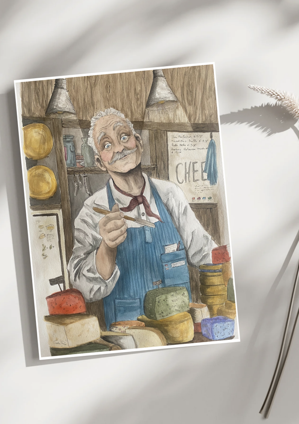 Illustratieprint Kaasmaker