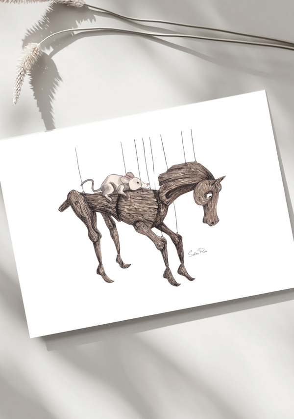Illustratieprint Paard en Muis