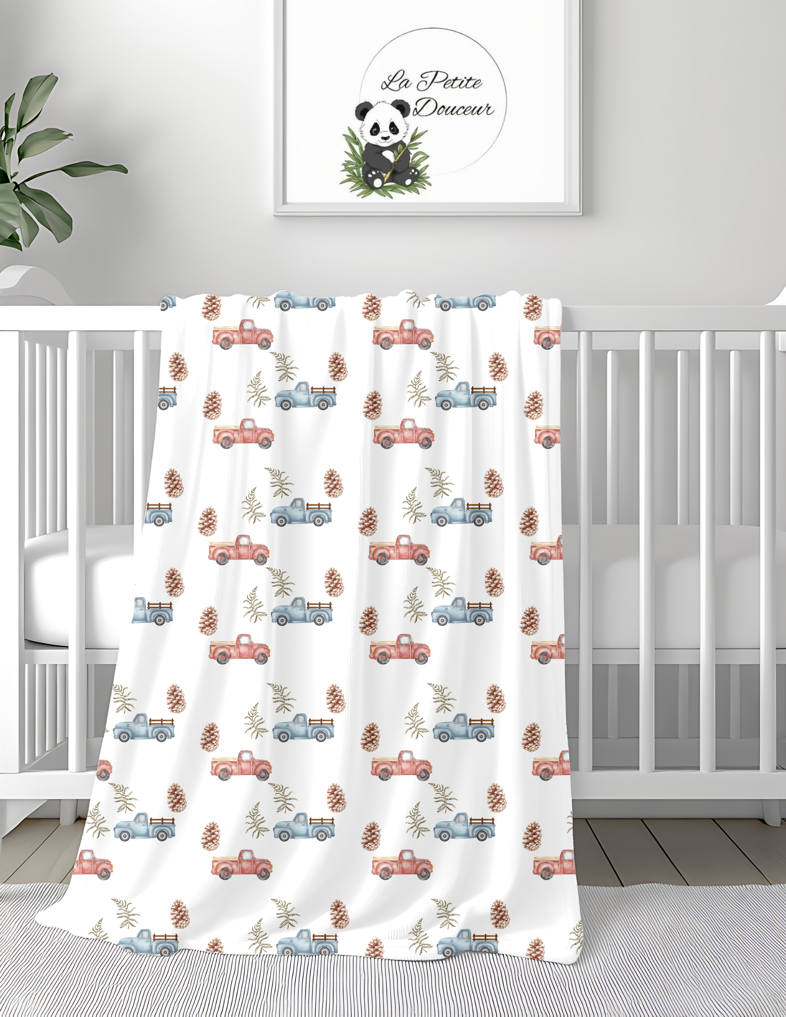Couverture minky petit camion