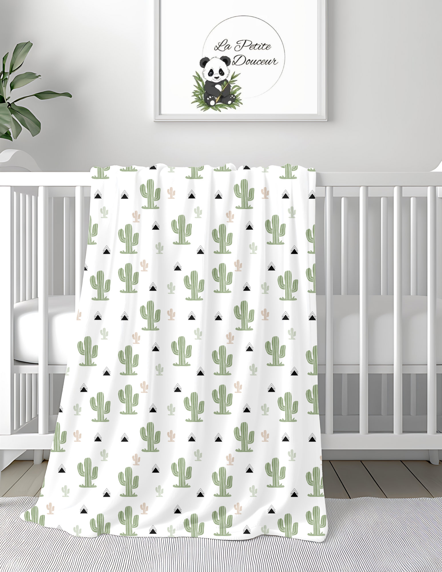 Couverture minky cactus vert