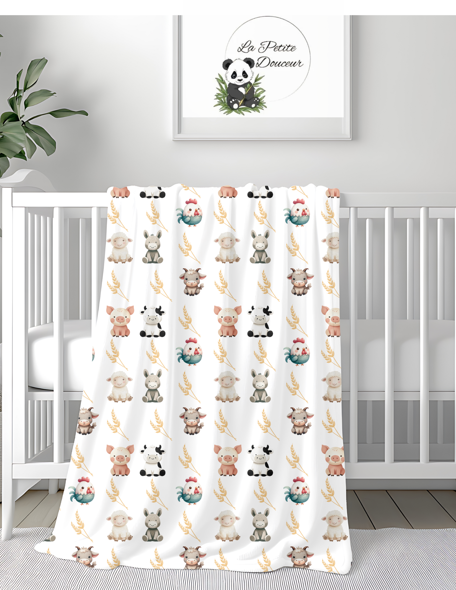 Couverture minky animaux de la ferme