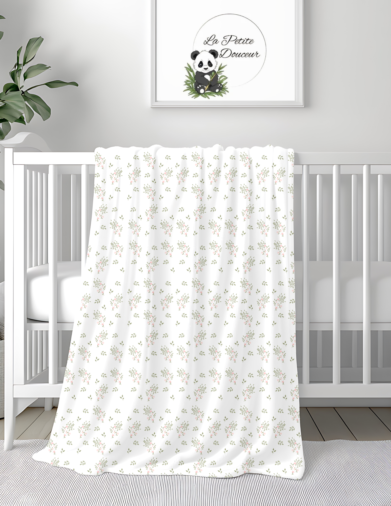 Couverture minky fleur rose du printemps