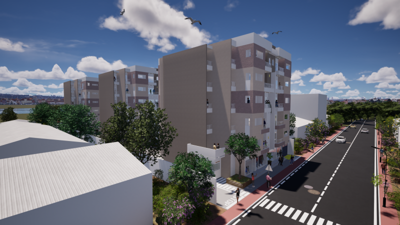 Vue des trois immeubles