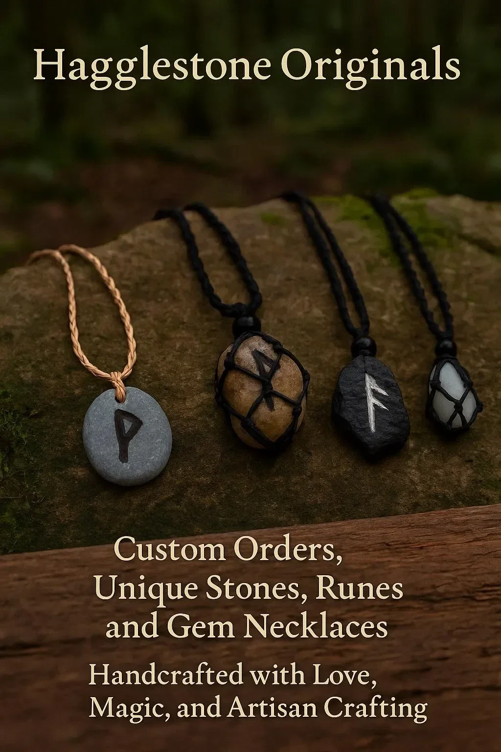 Custom Gemstone Necklaces and Carved Runes