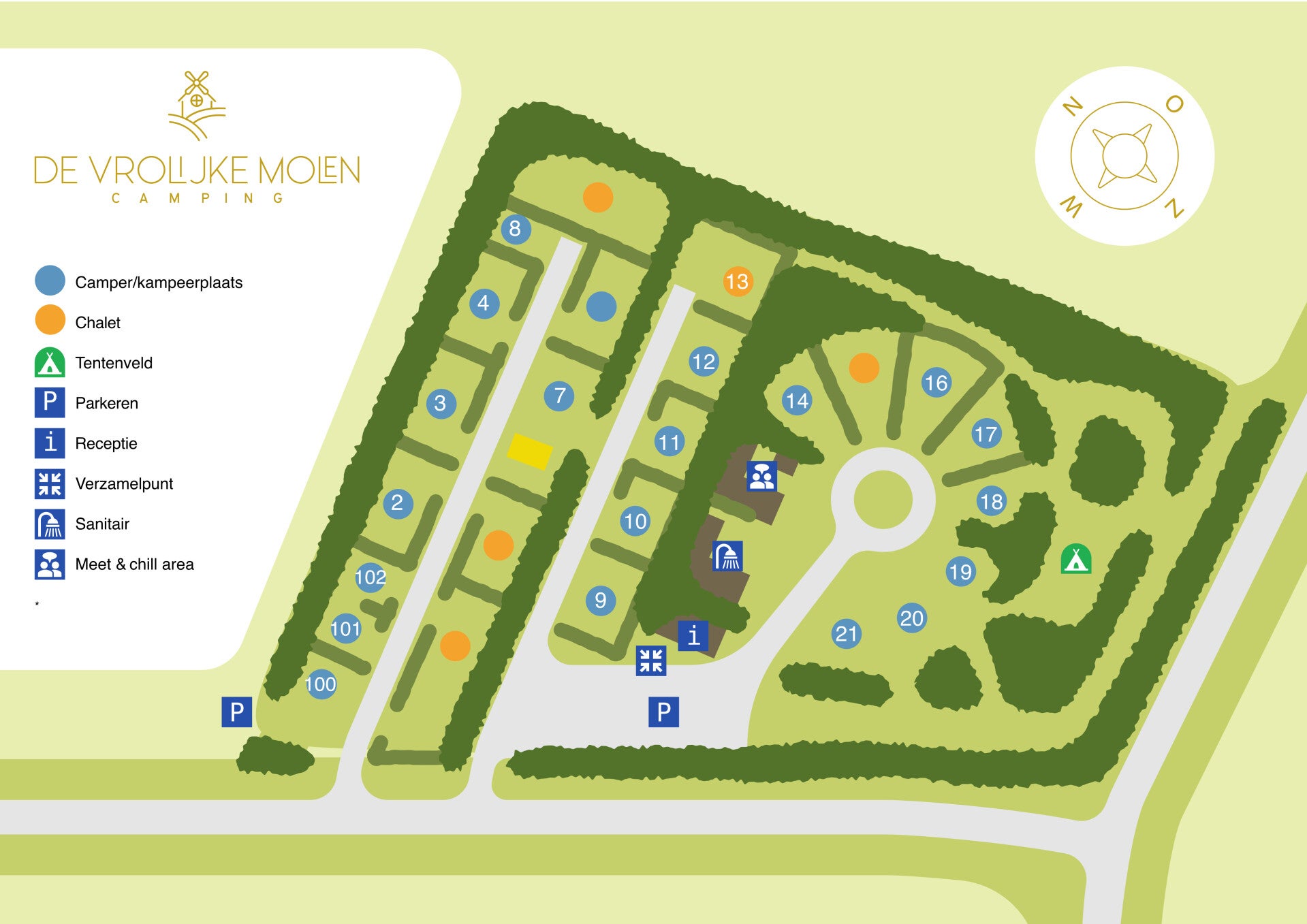 Plattegrond van Camping De Vrrolijke Molen