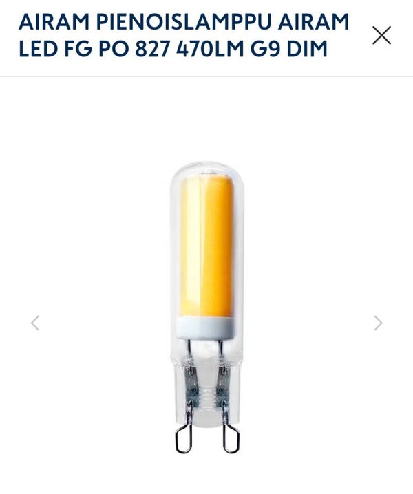 Airam pienoislamppu g9 4 W 4000 K 470 lm