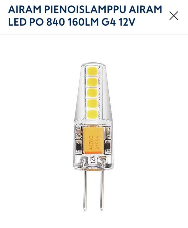 Airam pienoislamppu G4 1.6 W 4000 K 160 lm
