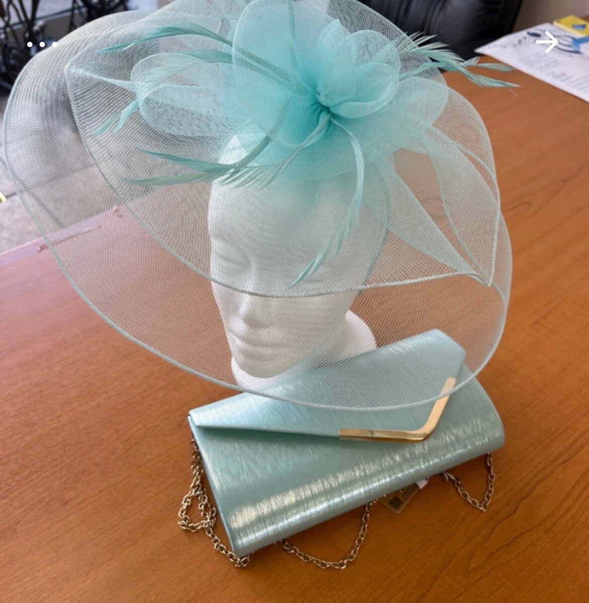 Mint / turquoise large fascinator