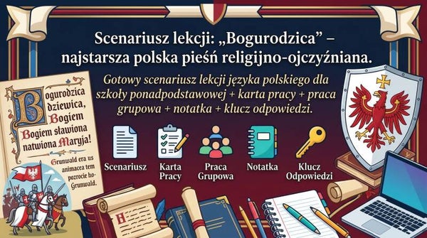 Scenariusz lekcji: „Bogurodzica” – najstarsza polska pieśń religijno-ojczyźniana | scenariusz + karta pracy + praca grupowa + notatka + klucz odpowiedzi