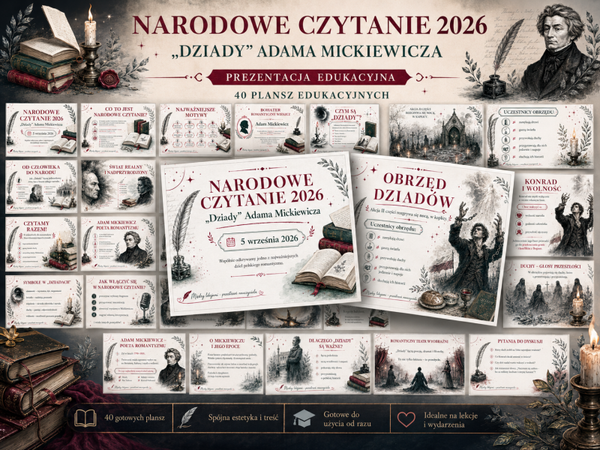 Narodowe Czytanie 2026 – „Dziady” Adama Mickiewicza | prezentacja 40 slajdów