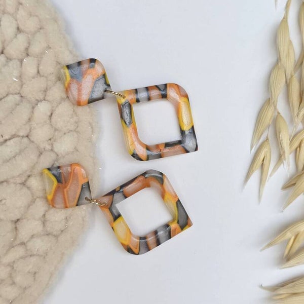 Leuke multicolor oorbellen, ideaal voor de herfst