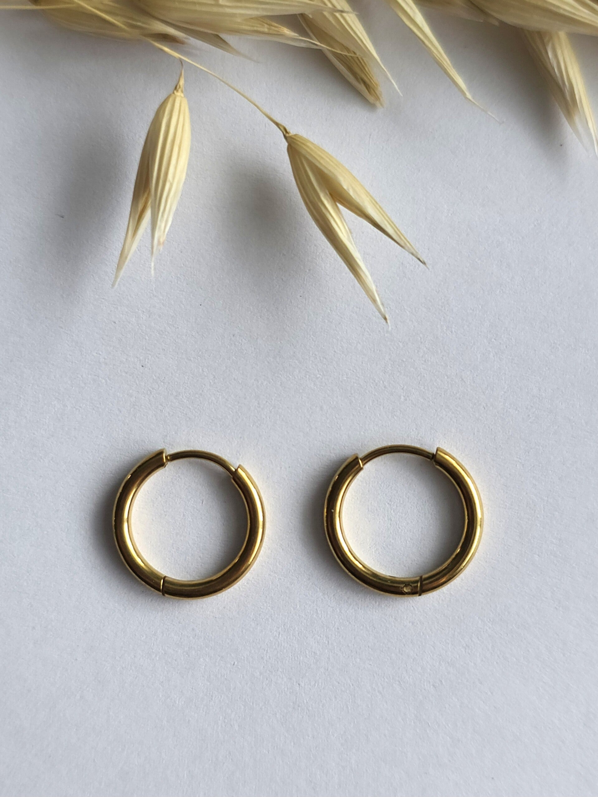 gouden oorringen in chirurgisch rvs, 12mm