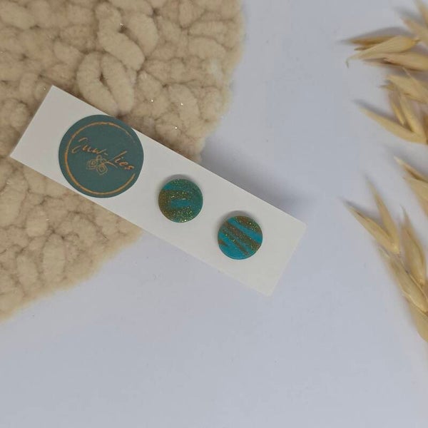 blauw/gouden oorstekers