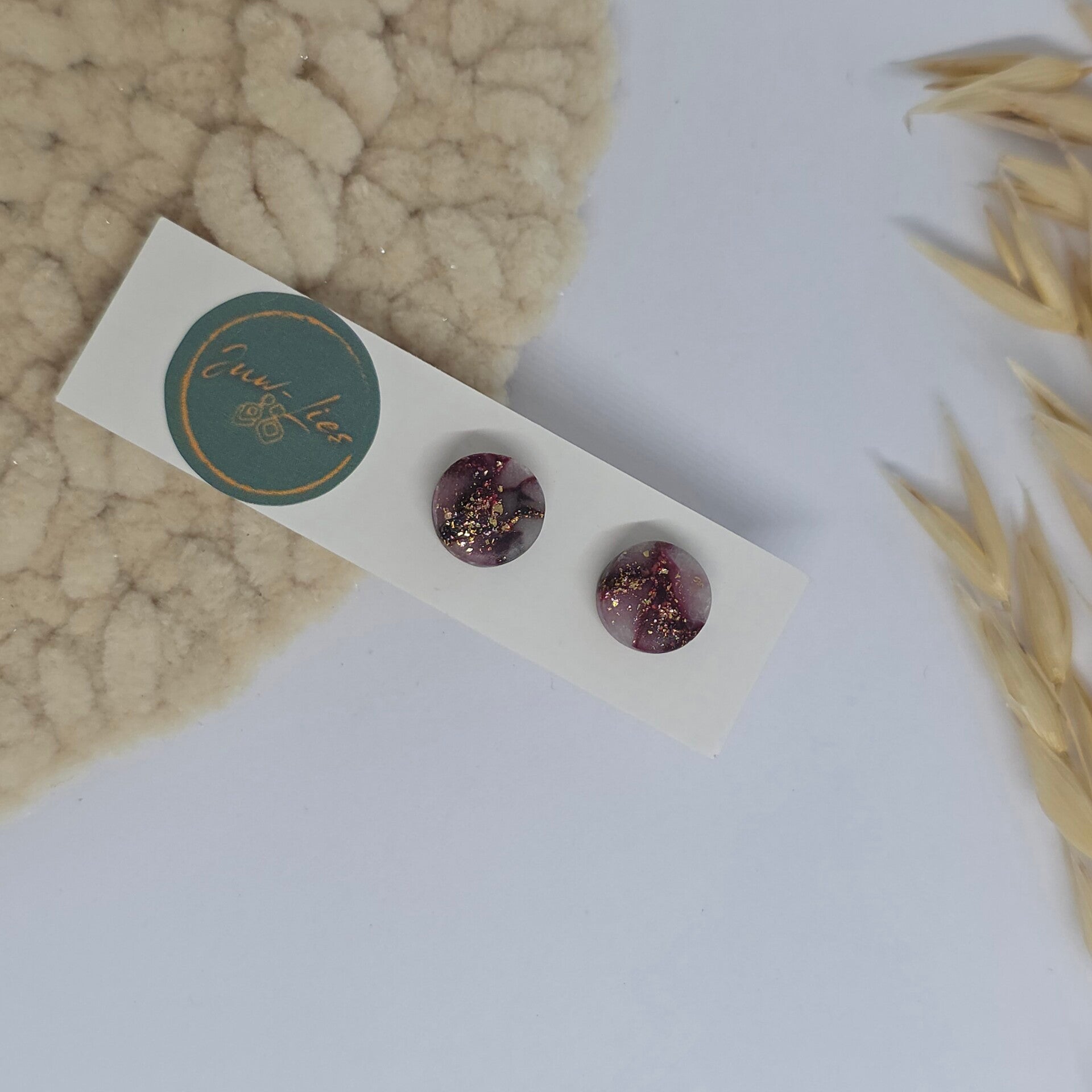 Oorstekers- bordeaux goud wit