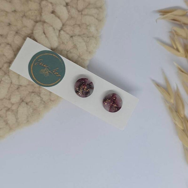 Oorstekers- bordeaux goud wit