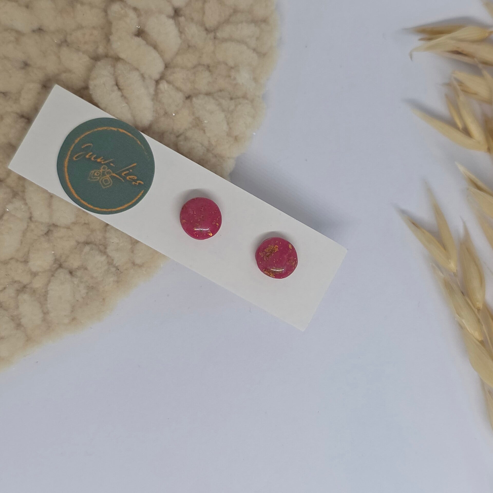 Kleine oorstekers - rond - roze goud gemarmerd