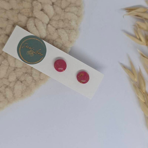 Kleine oorstekers - rond - roze goud gemarmerd