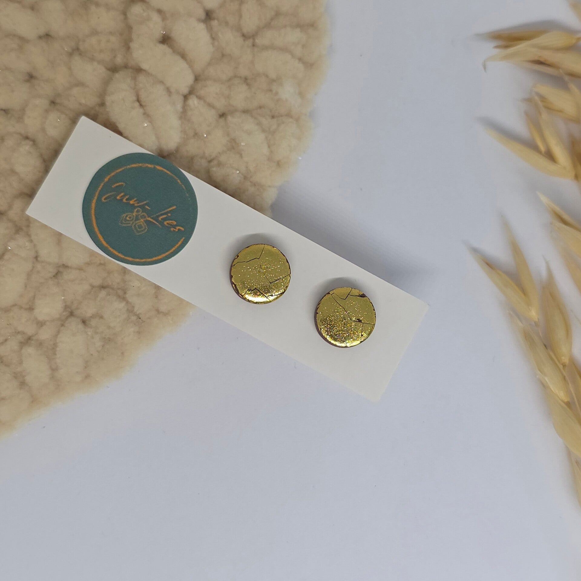 Oorstekers - rond - bruin goud