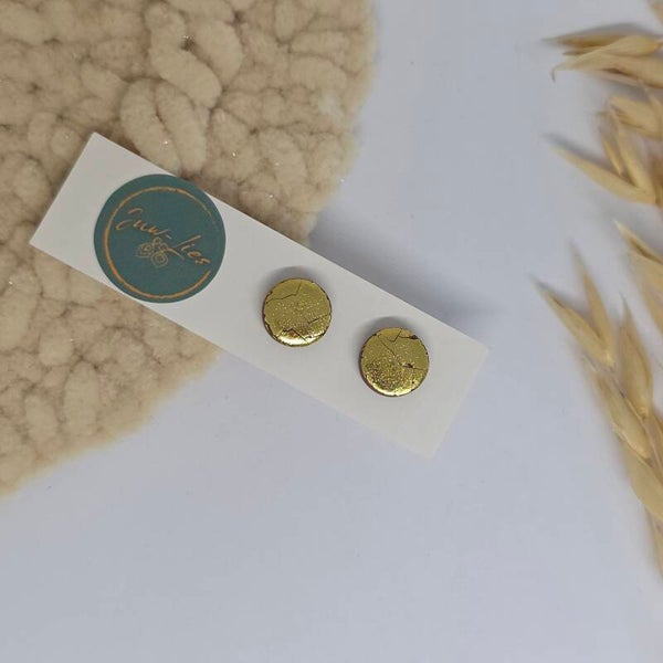 Oorstekers - rond - bruin goud