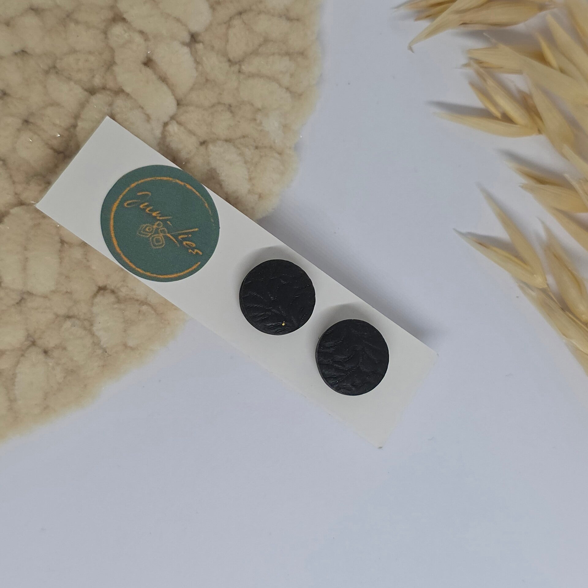 Oorstekers - rond - zwart - patroon
